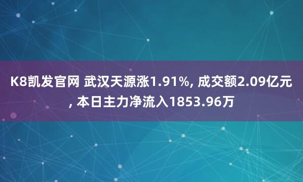 K8凯发官网 武汉天源涨1.91%， 成交额2.09亿元， 本日主力净流入1853.96万