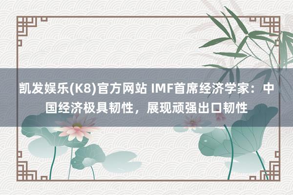 凯发娱乐(K8)官方网站 IMF首席经济学家：中国经济极具韧性，展现顽强出口韧性