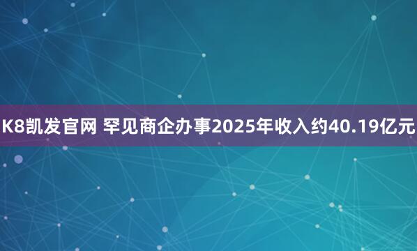 K8凯发官网 罕见商企办事2025年收入约40.19亿元