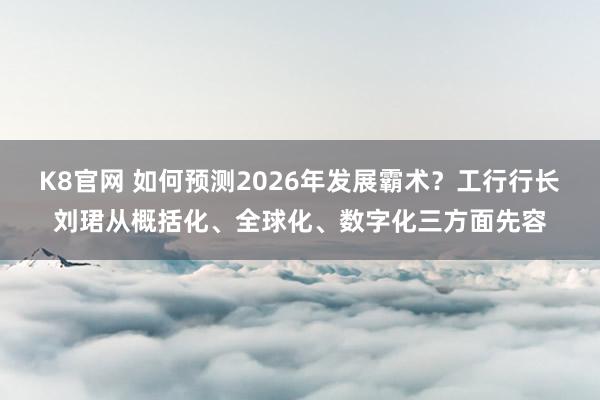K8官网 如何预测2026年发展霸术？工行行长刘珺从概括化、全球化、数字化三方面先容