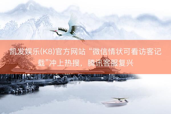 凯发娱乐(K8)官方网站 “微信情状可看访客记载”冲上热搜，腾讯客服复兴