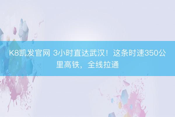K8凯发官网 3小时直达武汉！这条时速350公里高铁，全线拉通