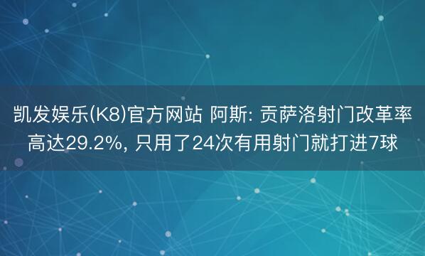 凯发娱乐(K8)官方网站 阿斯: 贡萨洛射门改革率高达29.2%， 只用了24次有用射门就打进7球