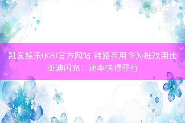 凯发娱乐(K8)官方网站 韩路弃用华为桩改用比亚迪闪充：速率快得罪行