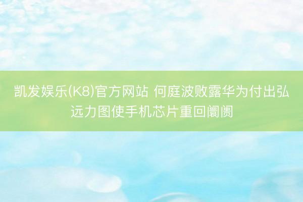 凯发娱乐(K8)官方网站 何庭波败露华为付出弘远力图使手机芯片重回阛阓