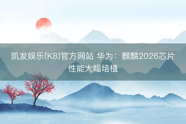 凯发娱乐(K8)官方网站 华为：麒麟2026芯片性能大幅培植